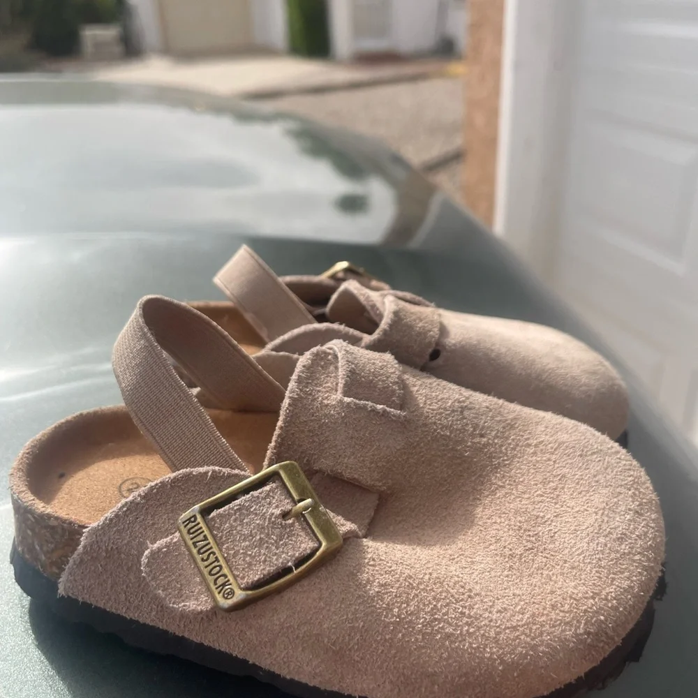 Kids Suede Slip-On Clog - beige